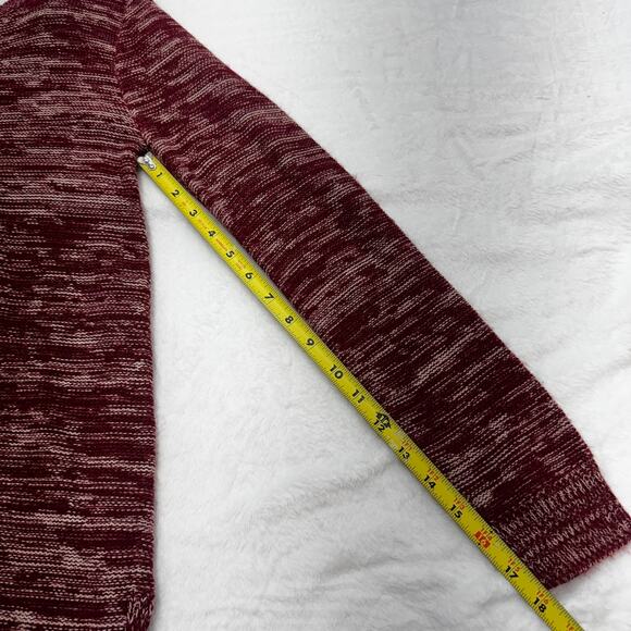 Madison Lilly Women’s Burgundy Heathered Crewneck Sweater Size M Crisscross Back - Picture 5 of 11